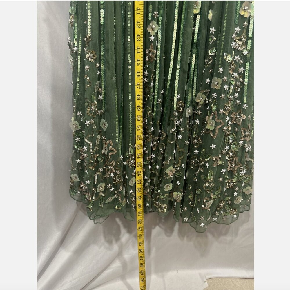 NWT$798 Mac Duggal [ 8 ] Sequin Floral Embellished‎ Evening Gown Sage Green Q728 - Picture 9 of 16
